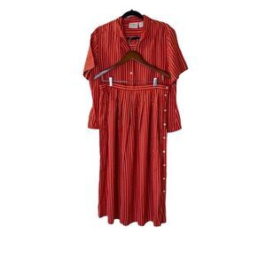 Vtg Susan Bristol Two Piece Striped Rainbow Skirt Set Sz 14